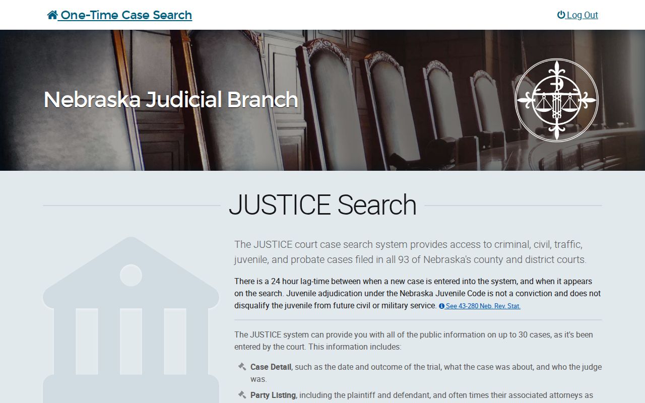 Grant County court docket JUSTICE public search landing page