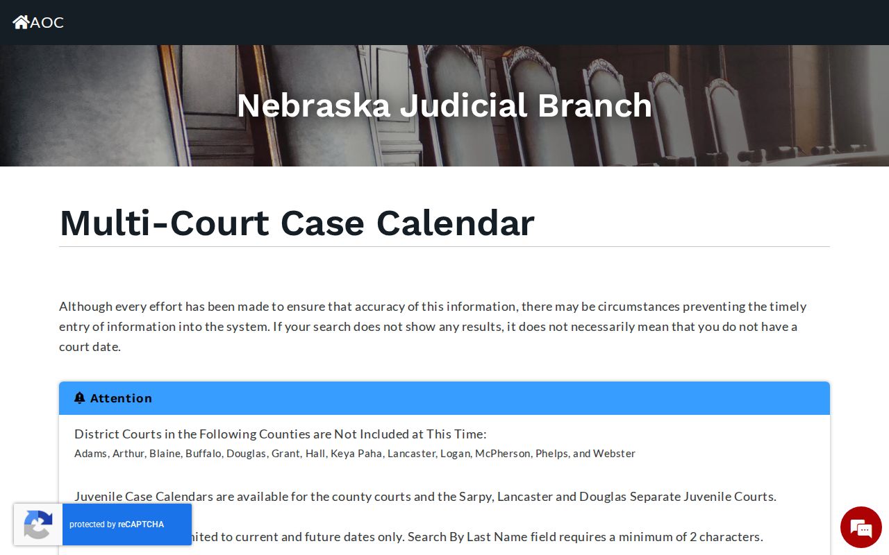 Grant County court docket Nebraska court calendar search form