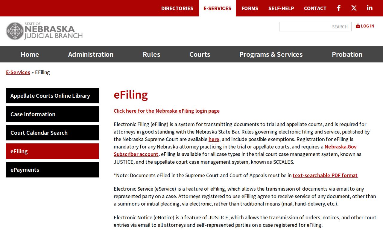 Grant County court docket Nebraska trial eFiling service