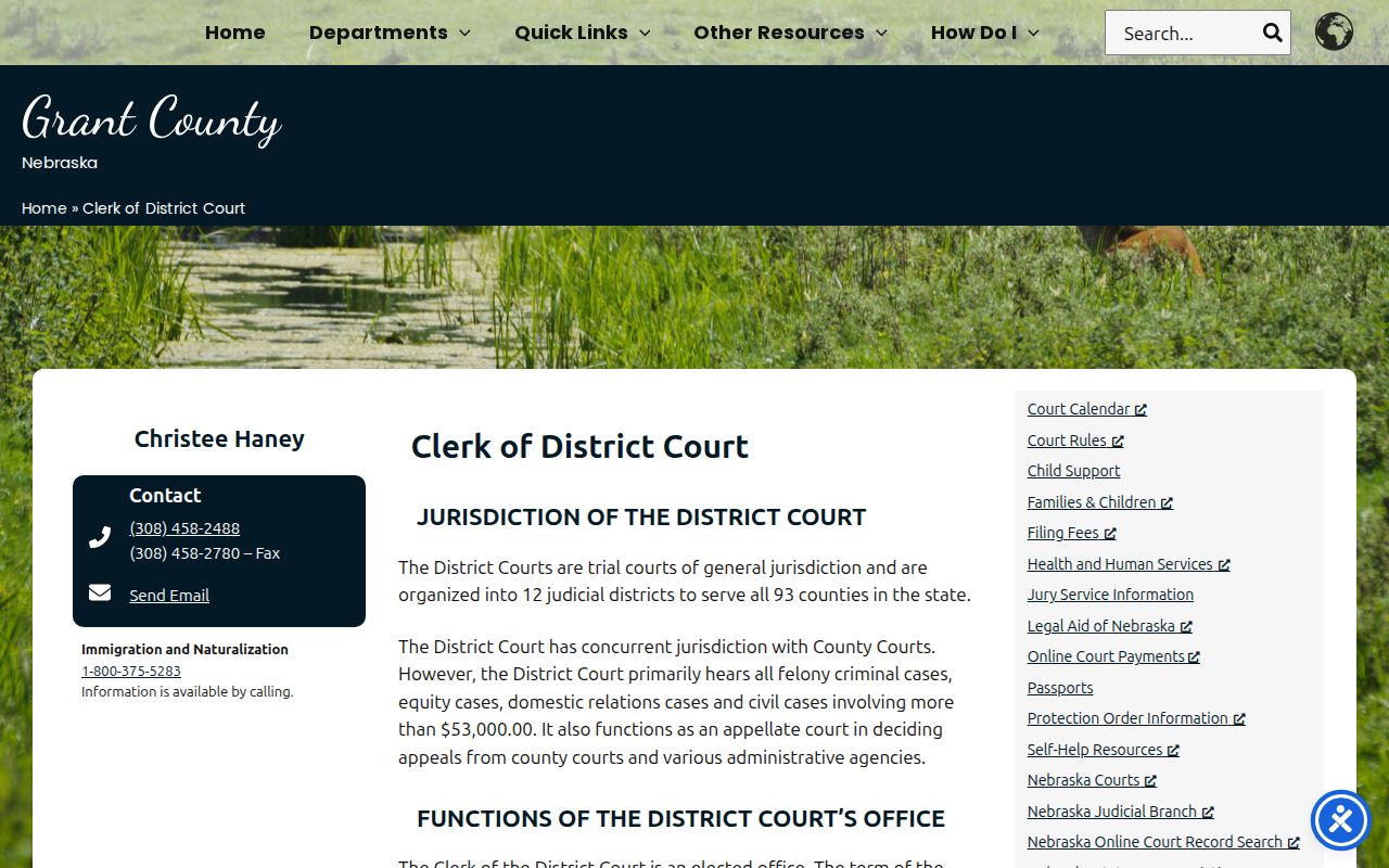 Grant County court docket District Court clerk office information
